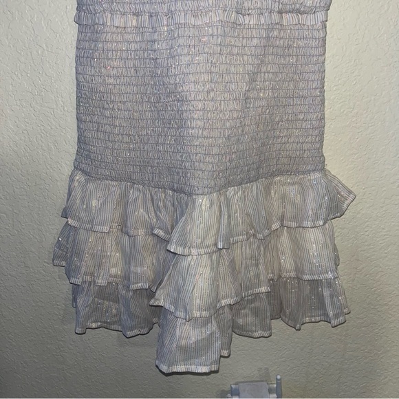 Lovers + Friends Sallie Metalic Smocked Mini Dress Size XS New With Tags - Picture 3 of 8